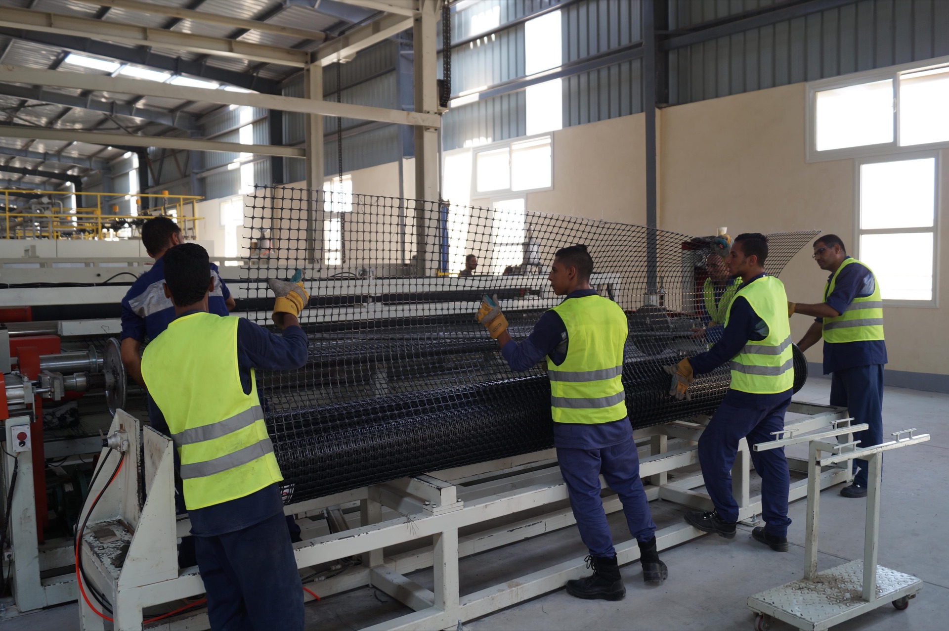 Degla team manufacturing geogrid at our factory in Egypt